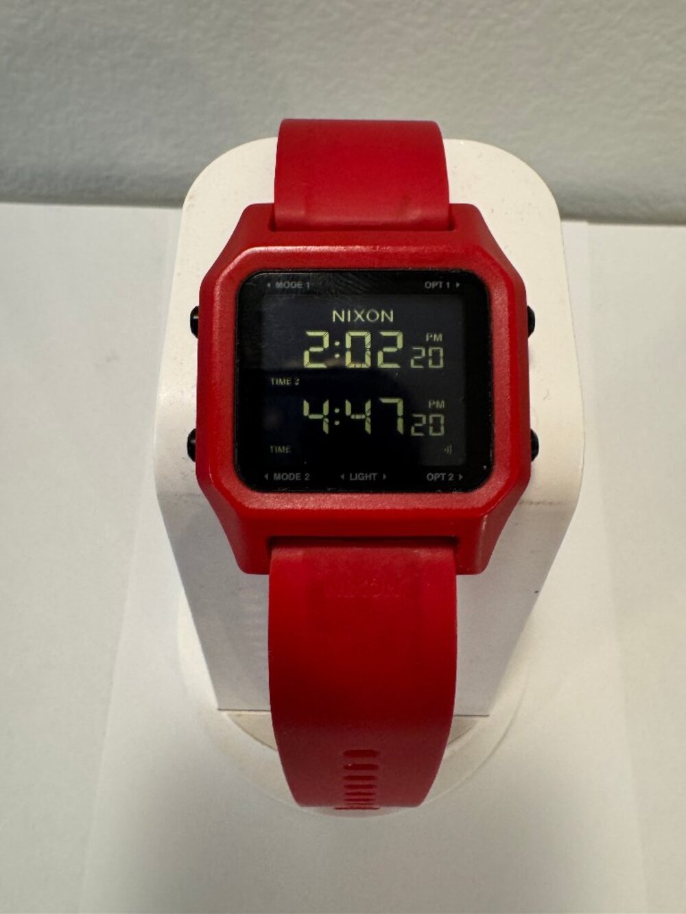 Nixon The Staple Red Digital Watch 100M Dual Time Alarm Chronograph